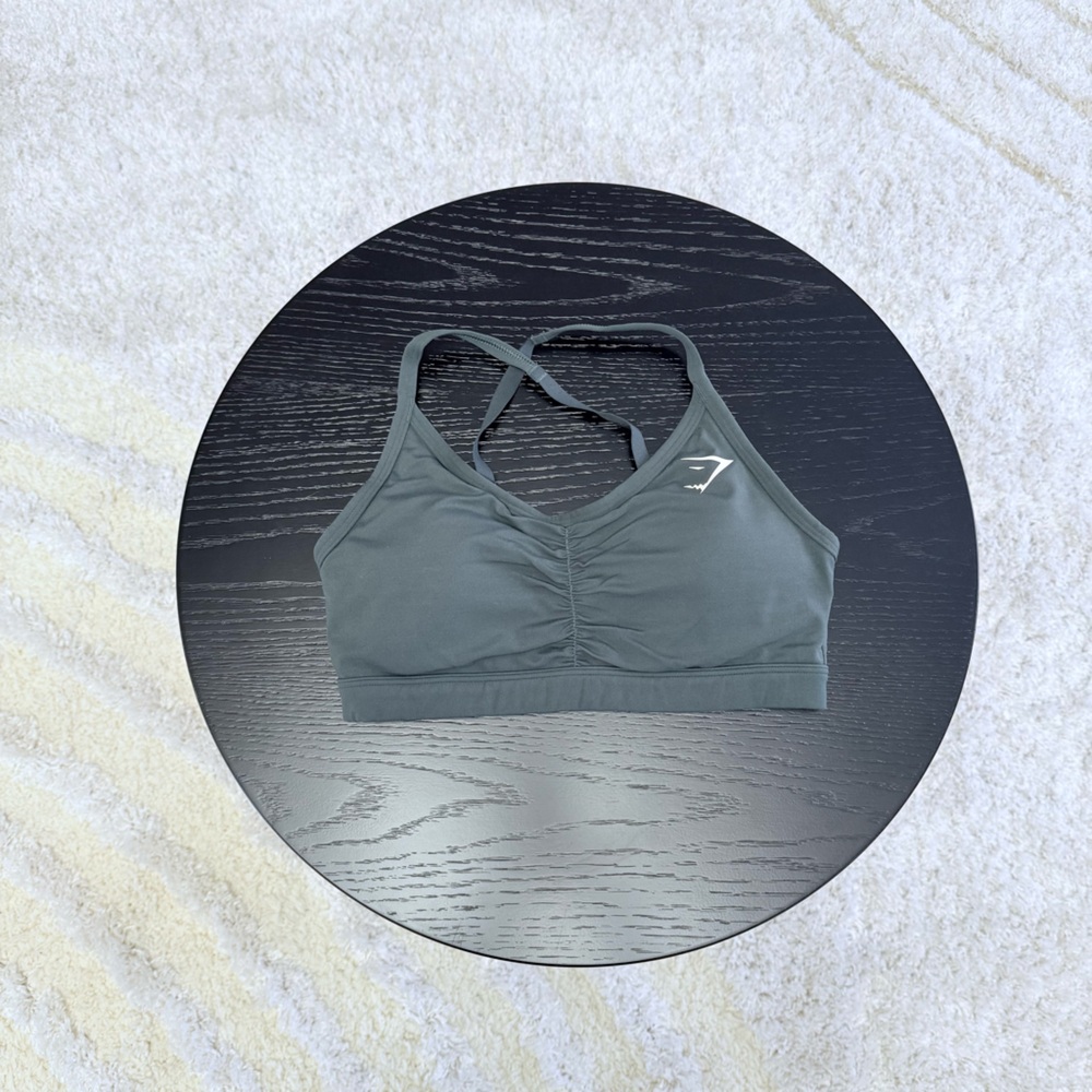 Gymshark Obsidian Green Ruched Training Sports Bra